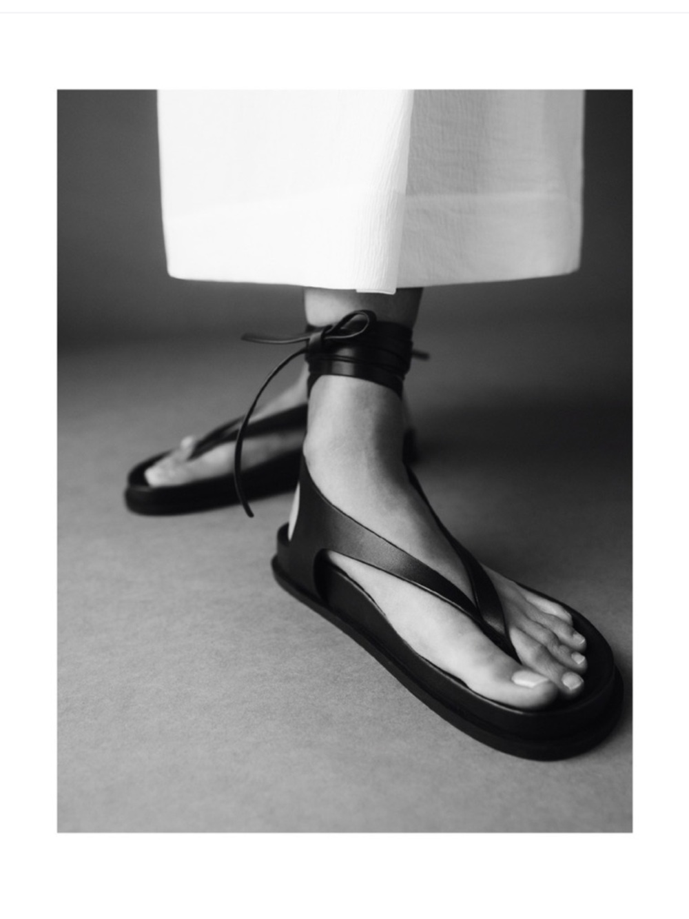 A.Emery Shel Lace-up Leather Thong Sandals Black